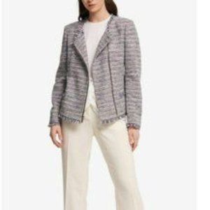 DNKY Fringe trim Tweed Blazer jacket size 14
